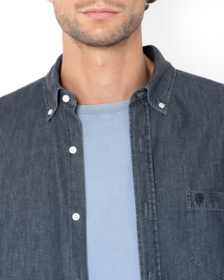 Ανδρικό πουκάμισο denim The Bostonians σε μαύρο, λεπτομέρεια thumb