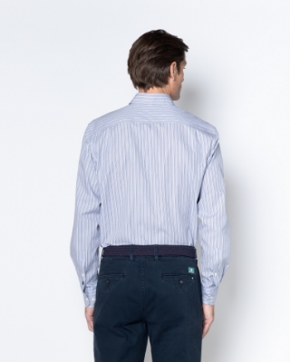 Ανδρικό ριγέ πουκάμισο twill The Bostonians σε μπλε, πίσω όψη thumb