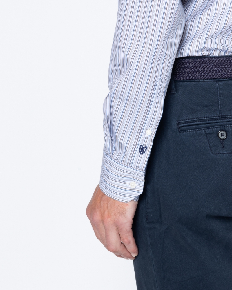 Ανδρικό ριγέ πουκάμισο twill The Bostonians σε μπλε, λεπτομέρεια