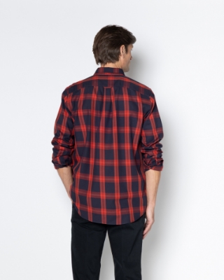 Ανδρικό καρό πουκάμισο twill The Bostonians σε μπλε, πίσω όψη thumb
