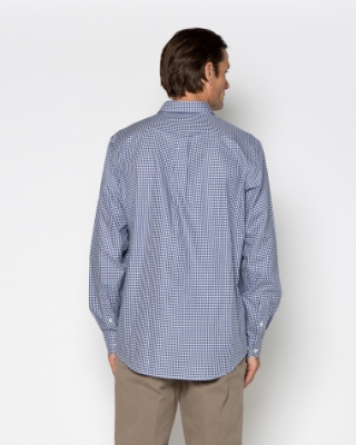 Ανδρικό καρό πουκάμισο twill The Bostonians σε μπλε, πίσω όψη thumb