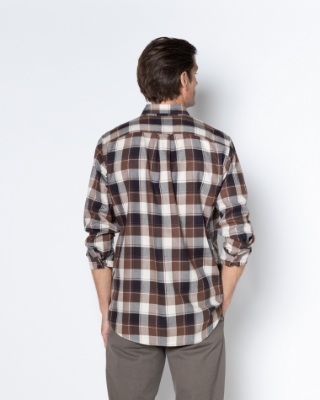 Ανδρικό καρό πουκάμισο twill The Bostonians σε καφέ, πίσω όψη thumb