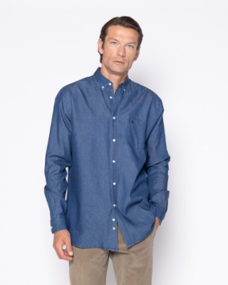Ανδρικό πουκάμισο denim The Bostonians σε μπλε, μεγάλα μεγέθη, μπροστινή όψη thumb