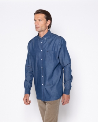 Ανδρικό πουκάμισο denim The Bostonians σε μπλε, μεγάλα μεγέθη, πλάγια όψη thumb