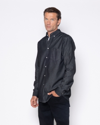 Ανδρικό πουκάμισο denim The Bostonians σε μαύρο, πλάγια όψη thumb