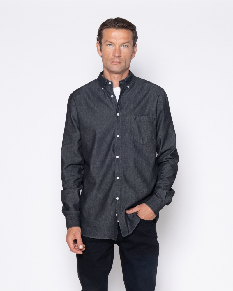Ανδρικό πουκάμισο denim The Bostonians σε μαύρο, μπροστινή όψη