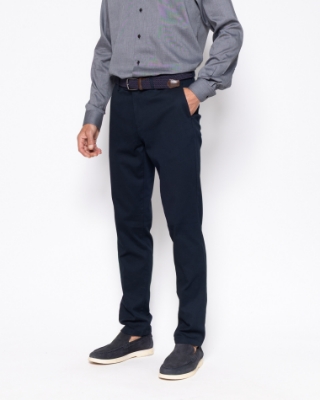Ανδρικό παντελόνι chino twill The Bostonians σε μπλε, πλάγια όψη thumb