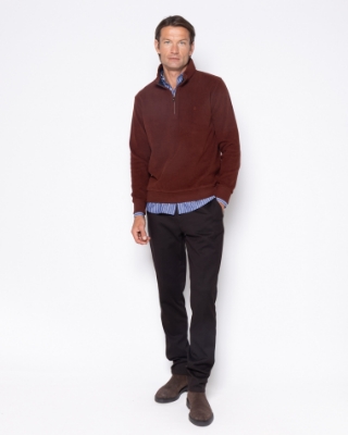 Ανδρικό παντελόνι chino twill The Bostonians σε καφέ, μπροστινή όψη thumb
