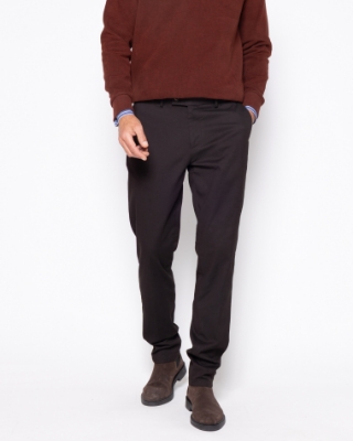 Ανδρικό παντελόνι chino twill The Bostonians σε καφέ, μπροστινή όψη thumb