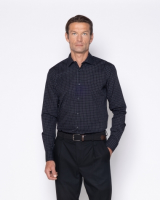 Ανδρικό καρό πουκάμισο ποπλίνα, σε μαύρο, slim fit. The Bostonians. Κομψό και άνετο. Αγοράστε το online. thumb