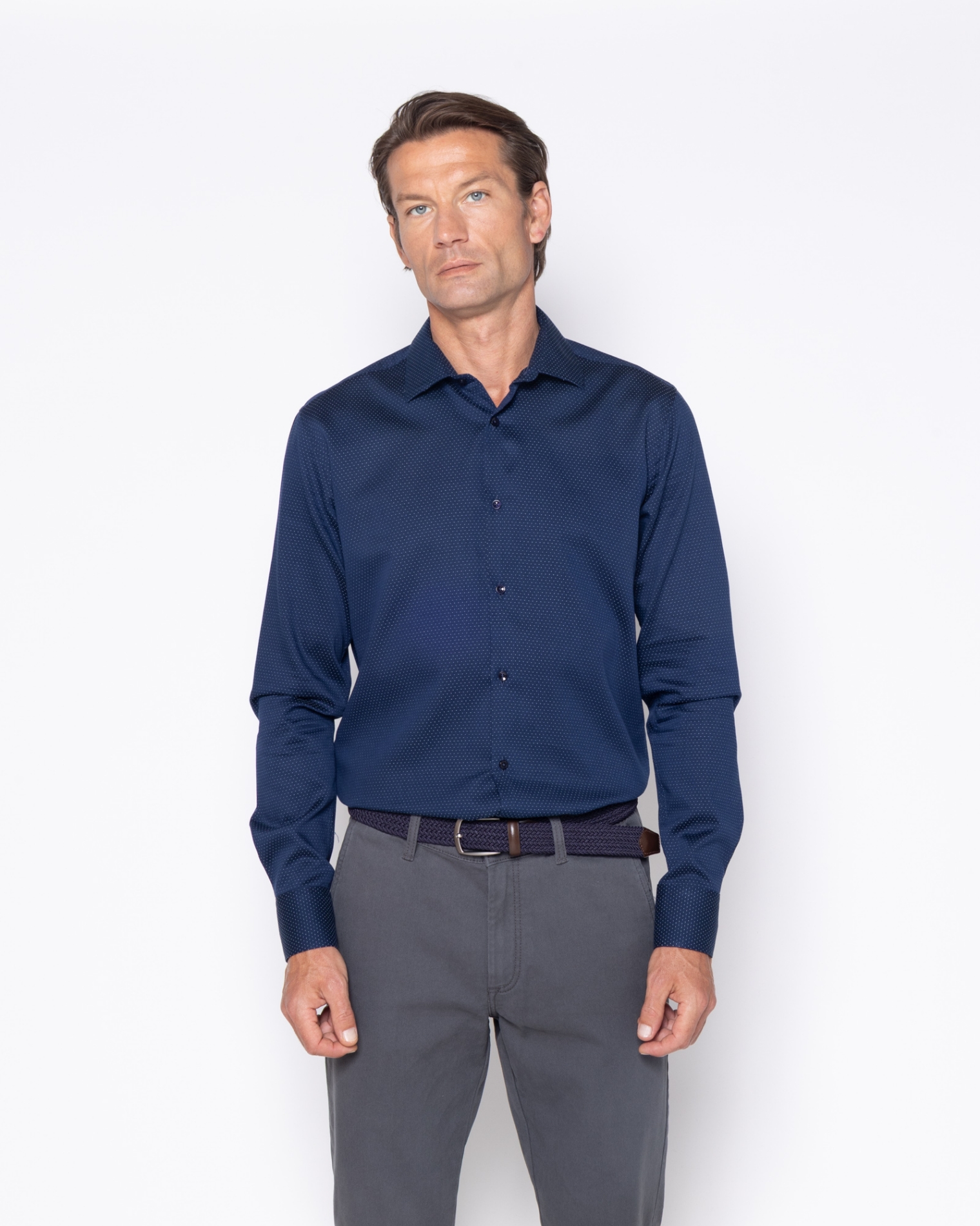 Ανδρικό μικροσχεδιαστό πουκάμισο The Bostonians σε μπλε, μπροστινή όψη