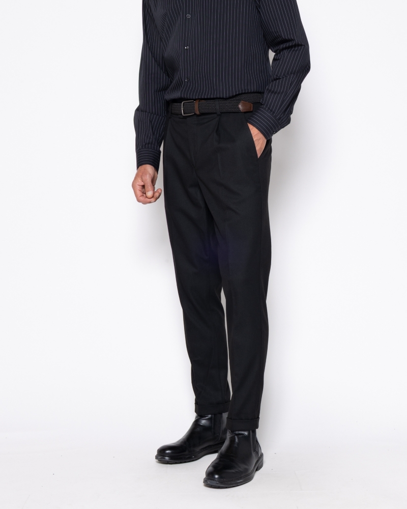 Ανδρικό παντελόνι chino twill The Bostonians σε μαύρο, πλάγια όψη